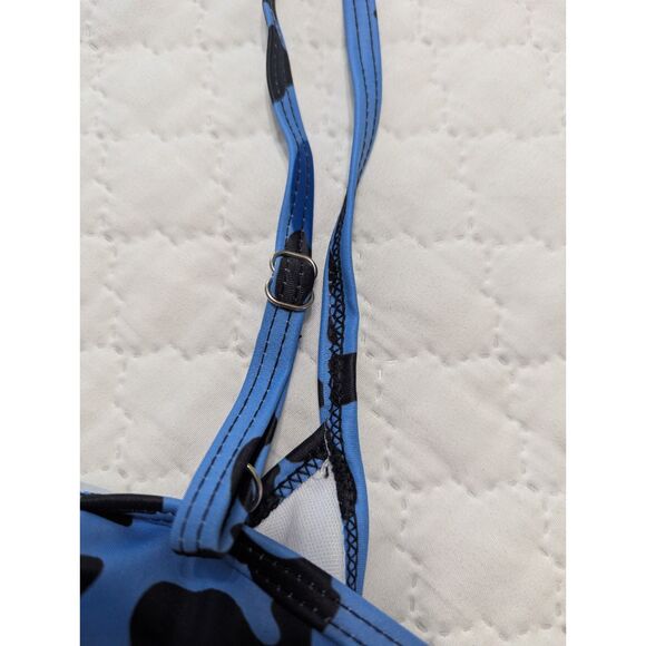 🐆 NWT Adisputent Blue Leopard Tankini Swimsuit Ruffle Top Tummy Control Size L - Picture 6 of 11